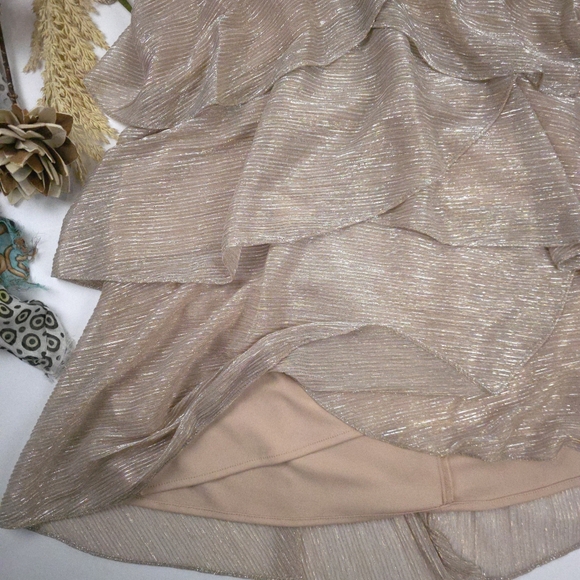 SLNY Shimmering Rose Gold Layered Dress Sz 12 - Picture 14 of 14